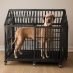 Chain link dog run and extra large dog houses for Great Danes