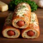 Hot dog bun garlic bread with creative toppings